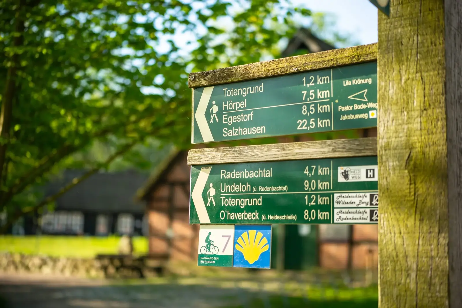 Wegweiser nach Wilsede und zu weiteren Zielen in der Lüneburger Heide